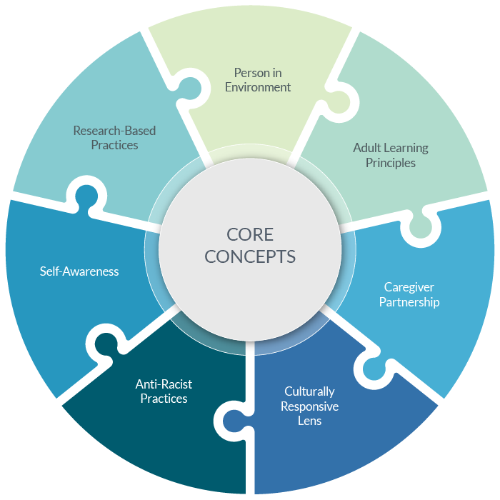 Diagram showing the core concepts  of the TAP program